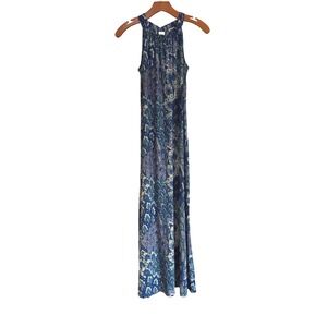 Anne Klein Womens Blue Teal Abstract Paisley Halter Neck Maxi Dress Size 4